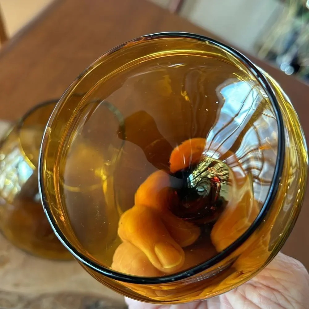 Vintage Empoli Amber Ribbed Apothecary Jar